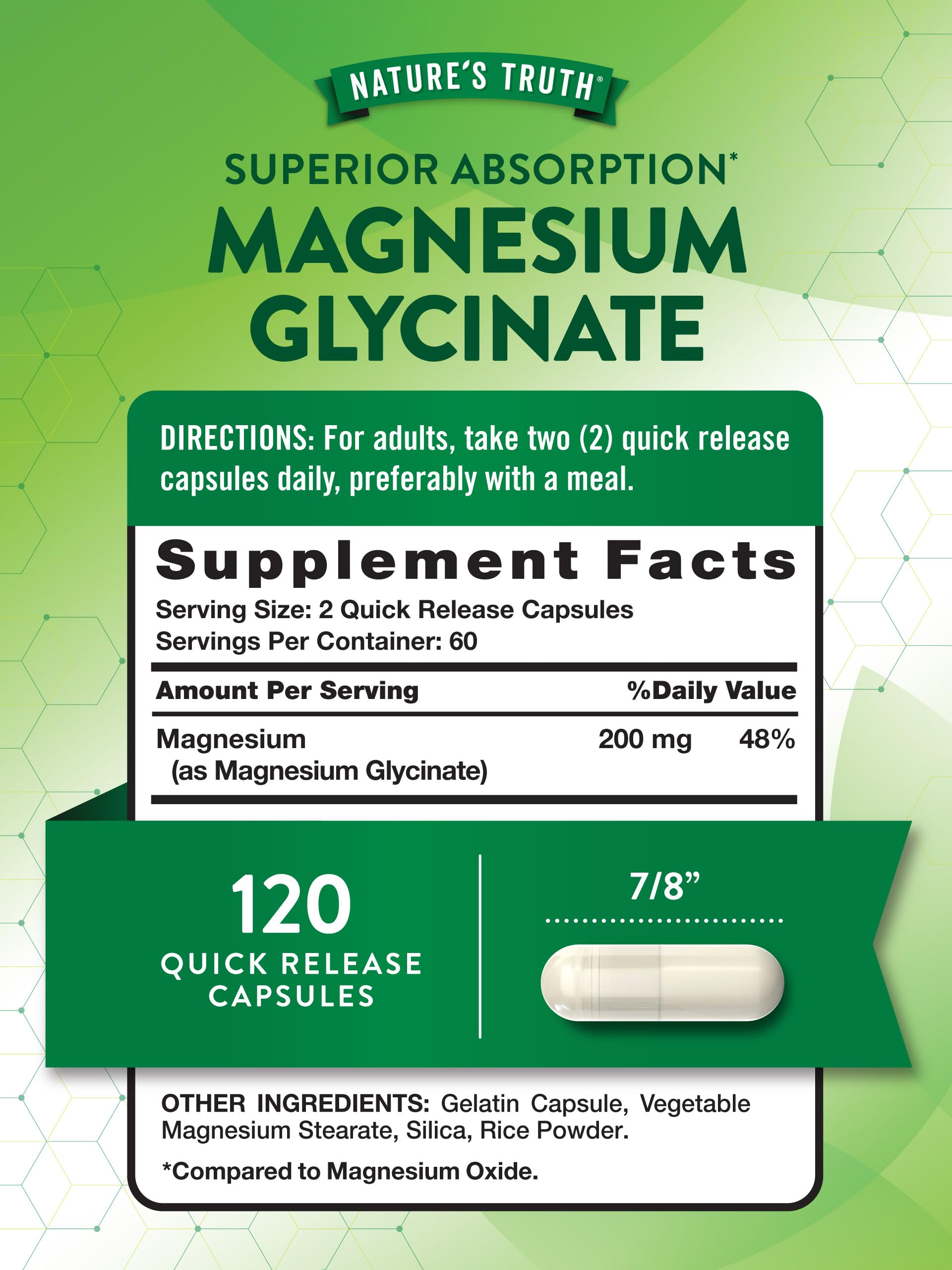 Foto 3 pulgar | Suplemento Nature's Truth De Glicinato De Magnesio 200 Mg 120 Cápsulas - Venta Internacional.