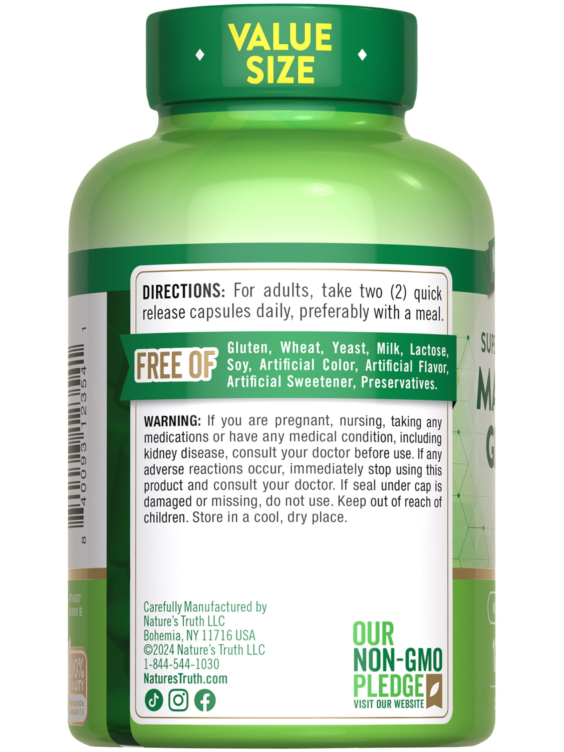 Foto 8 pulgar | Suplemento Nature's Truth De Glicinato De Magnesio 200 Mg 120 Cápsulas - Venta Internacional.