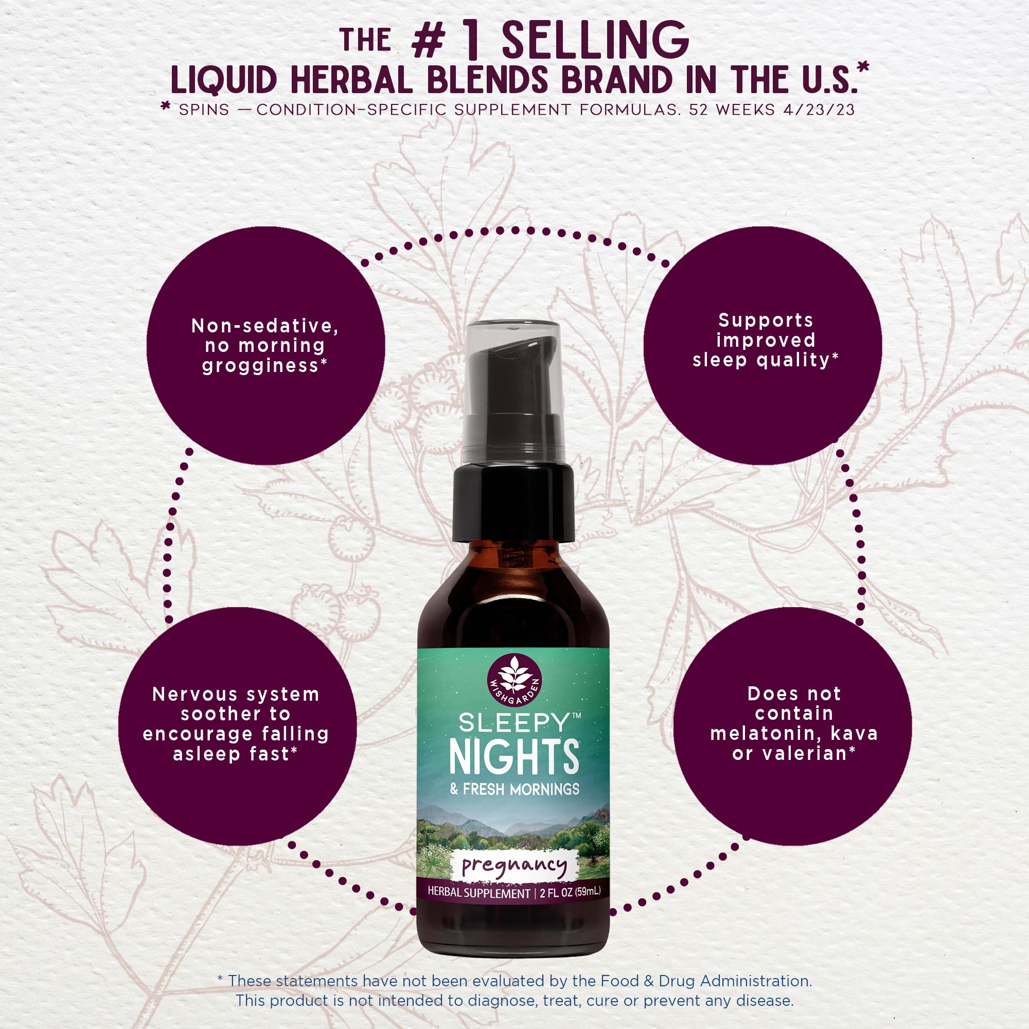 Foto 4 pulgar | Sleep Aid Wishgarden Herbs Sleepy Nights Para El Embarazo, 60 Ml - Venta Internacional.