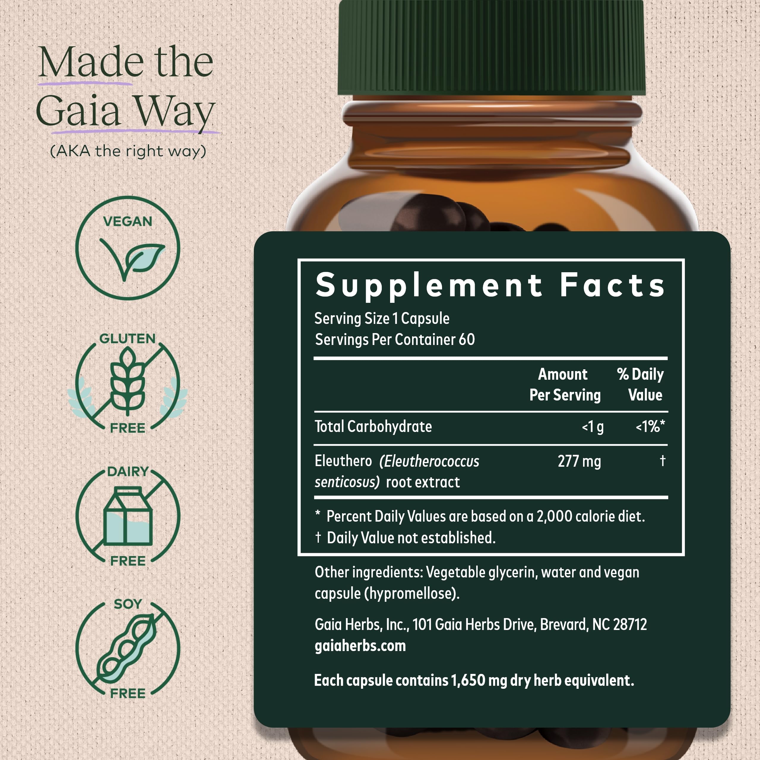 Foto 3 pulgar | Suplemento Gaia Herbs Eleuthero Root Energy 60 Cápsulas Veganas - Venta Internacional