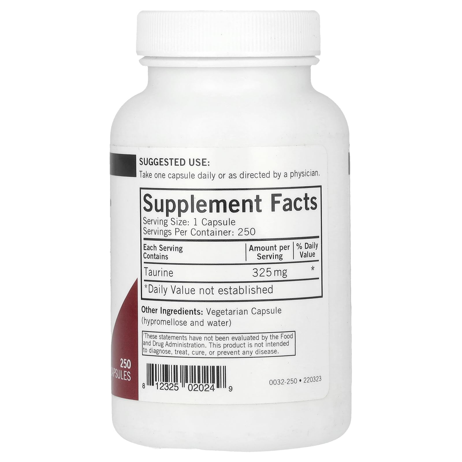 Foto 3 pulgar | Suplemento Kirkman L-taurina 325 Mg 250 Cápsulas- Venta Internacional