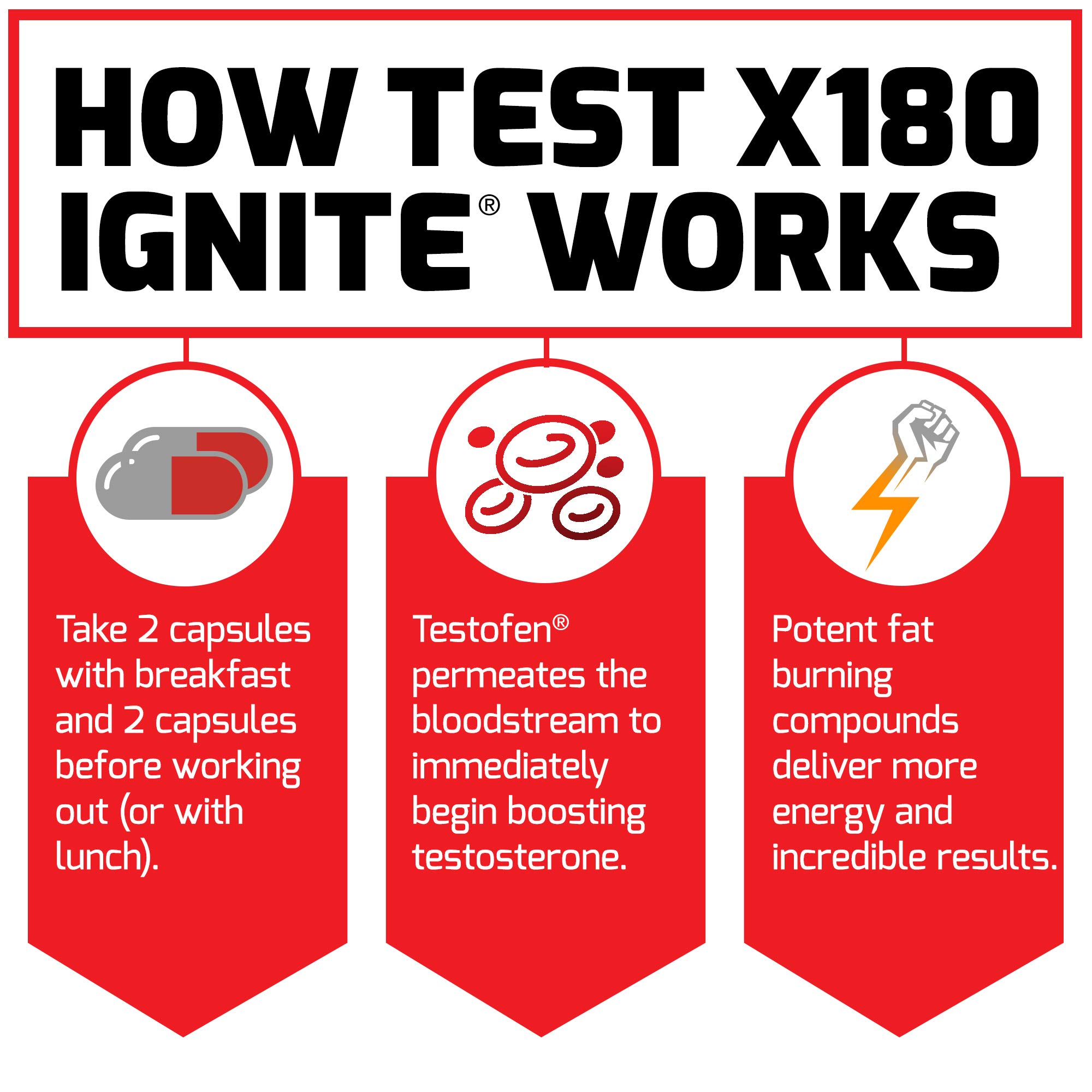 Foto 5 | Refuerzo de Testosterona Force Factor X180 Ignite 120 Cápsulas - Venta Internacional
