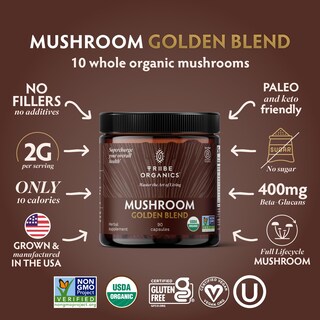Foto 2 | Suplemento Tribe Organics Mushroom Golden Blend 90 Cápsulas - Venta Internacional