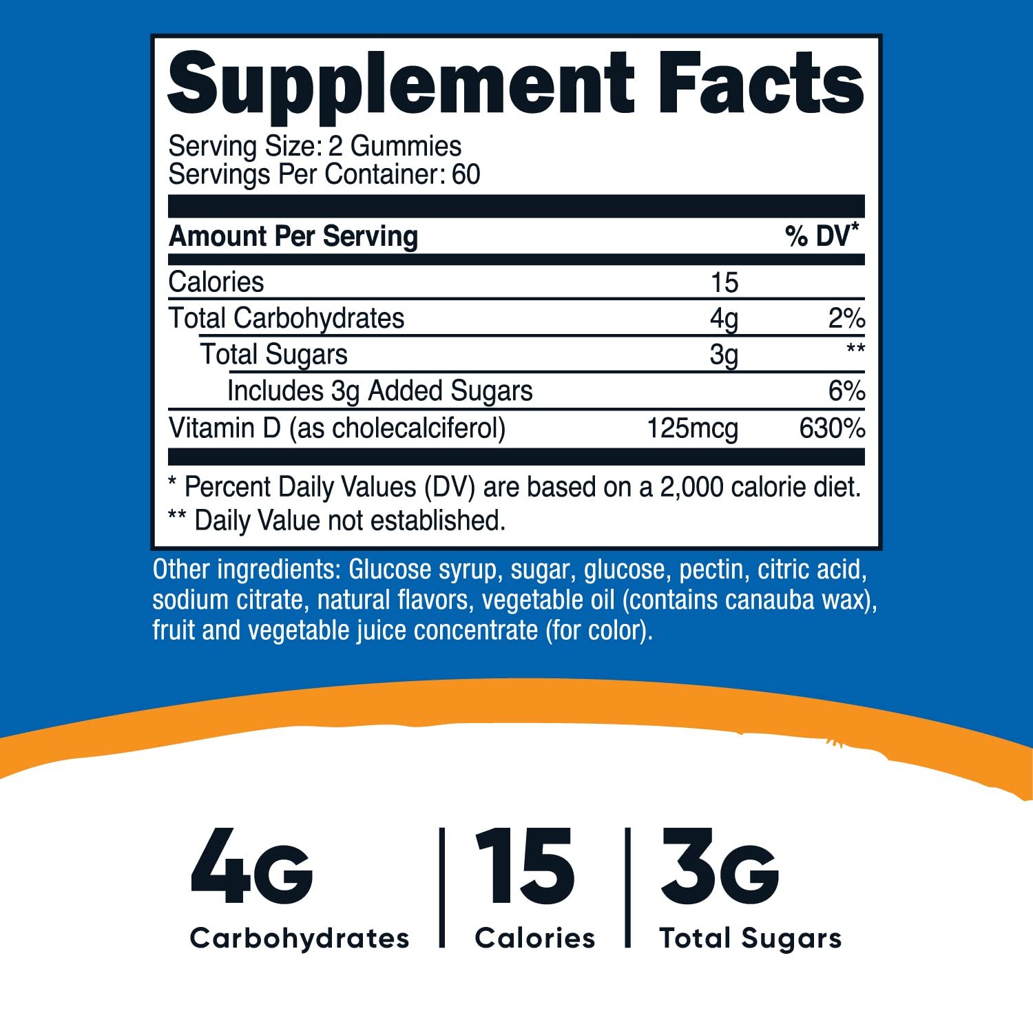 Foto 3 pulgar | Vitamina D3 Nutricost 120 Gomitas-Venta Internacional