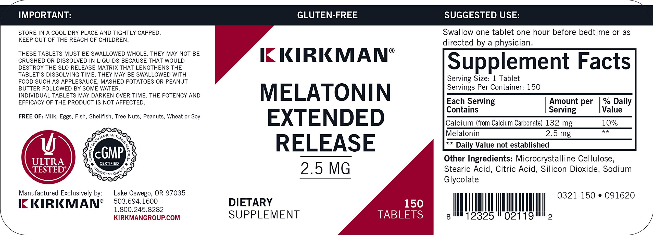 Foto 4 pulgar | Tabletas de Melatonina de Liberación Lenta Kirkman Labs 2,5 Mg - Venta Internacional