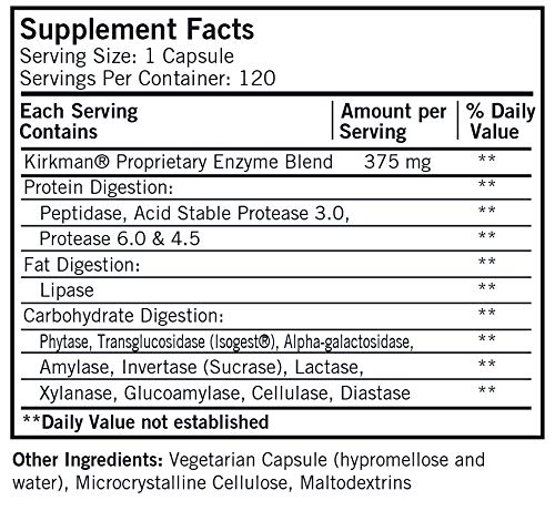Foto 3 pulgar | Suplemento Kirkman Labs Maximum Spectrum Enzyme 120 Cápsulas - Venta Internacional