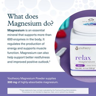 Foto 4 | Magnesio en Polvo Youtheory Relax Vegan 126 g con L-teanina Y Gaba - Venta Internacional