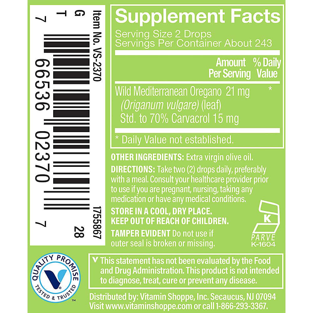 Foto 4 pulgar | Suplemento Aceite de Orégano Vitamin Shoppe con Carvacrol 13.5 ml - Venta Internacional
