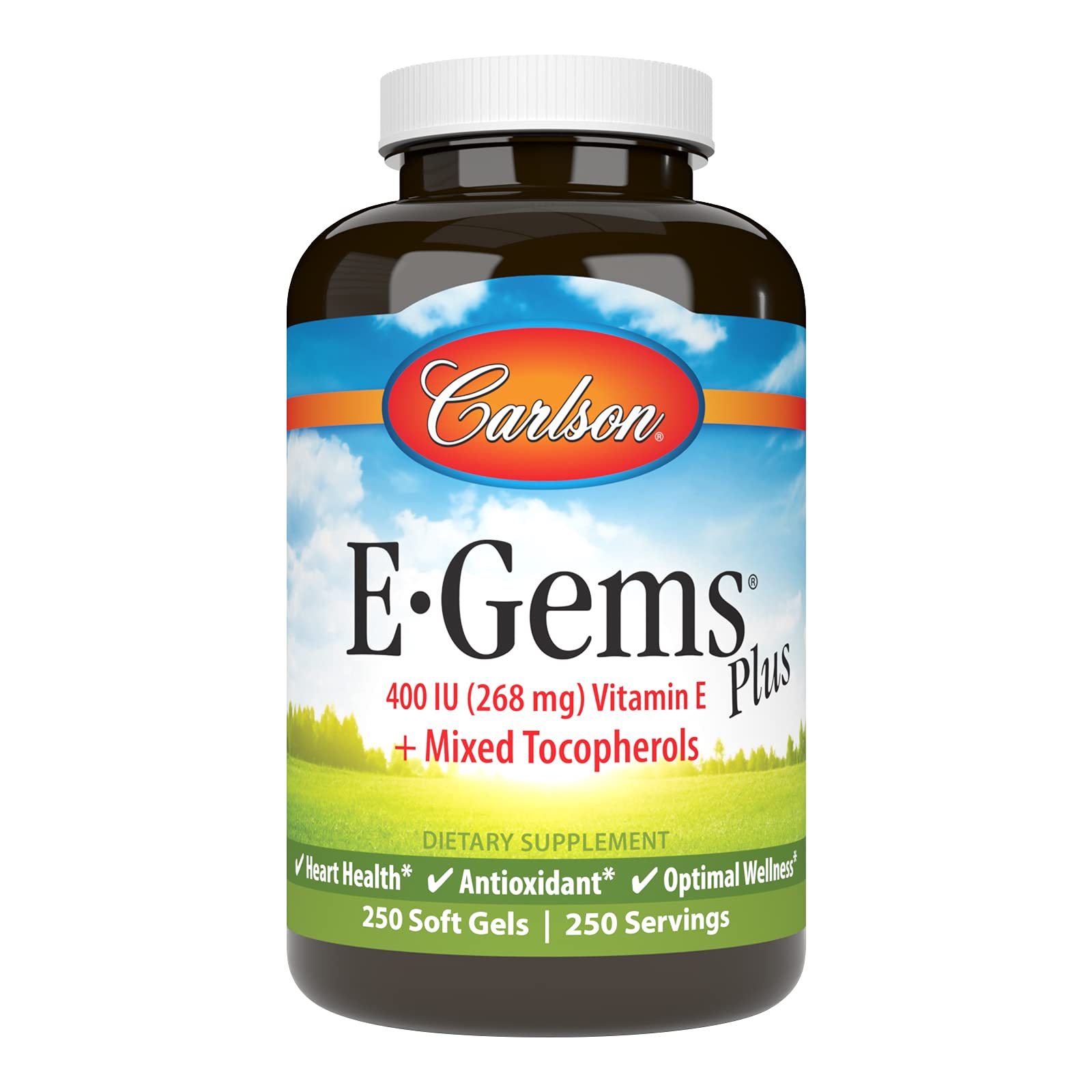 Vitamina E Carlson E-Gems Plus Natural 400 Ui 250 Softgels - Venta Internacional
