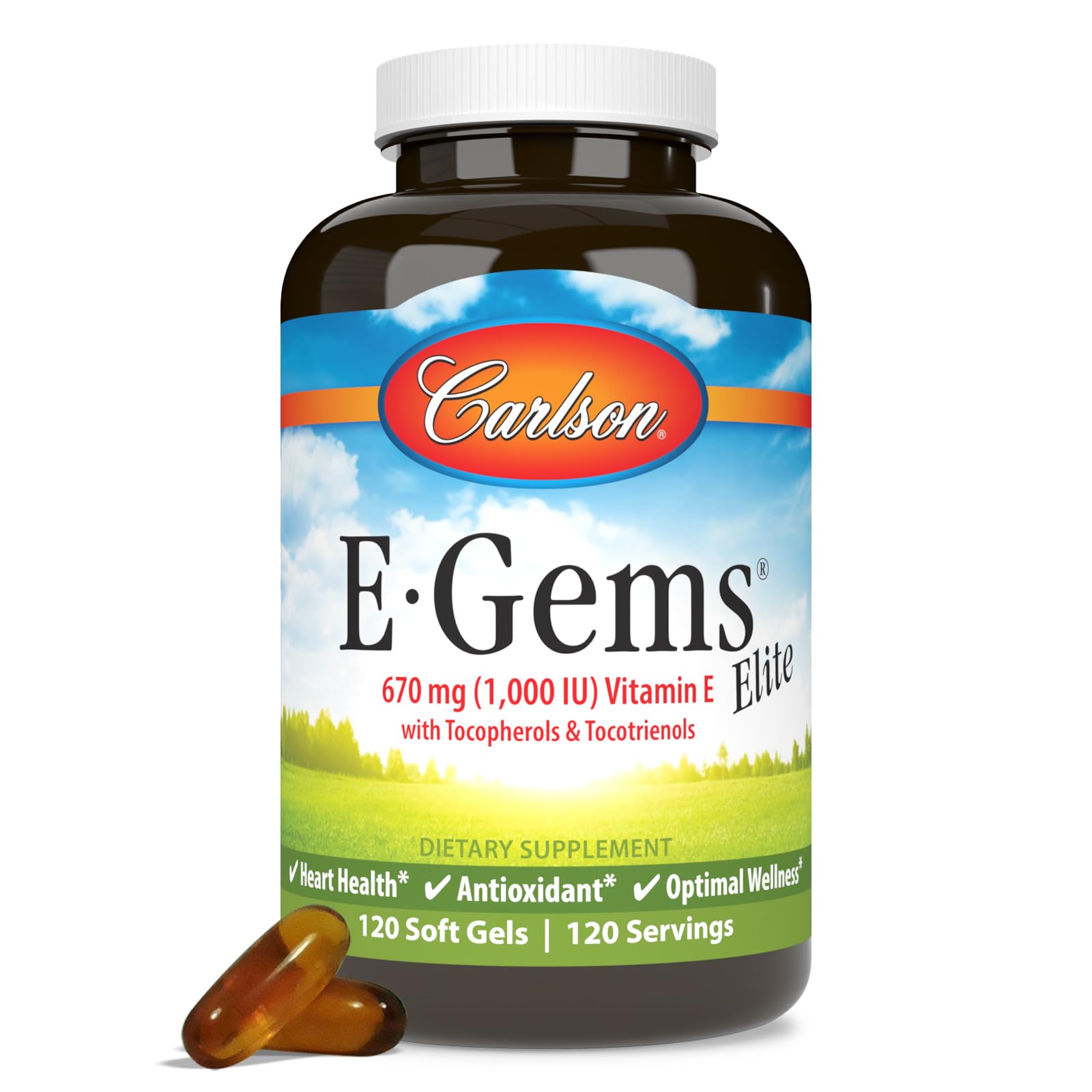 Foto 2 pulgar | Vitamina E Carlson E-Gems Elite 1000 Ui 120 Cápsulas Blandas - Venta Internacional