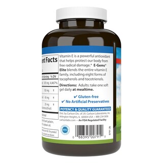 Foto 3 | Vitamina E Carlson E-Gems Elite 1000 Ui 120 Cápsulas Blandas - Venta Internacional