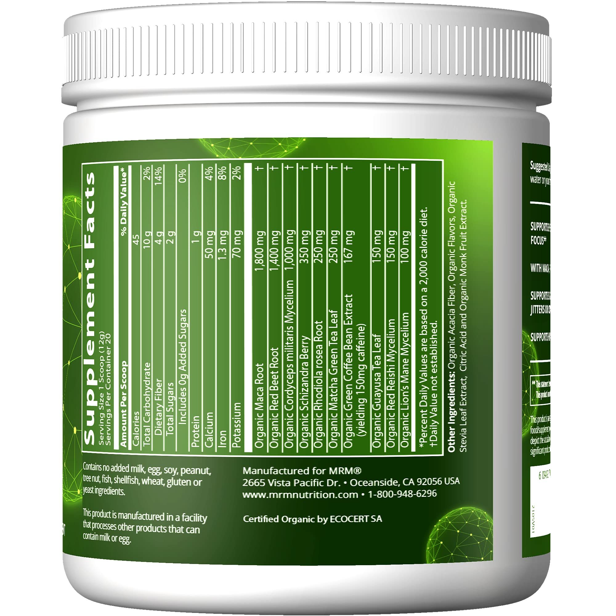 Foto 3 pulgar | Polvo Pre Workout Mrm Nutrition Organic Black Cherry 20 Servicios - Venta Internacional