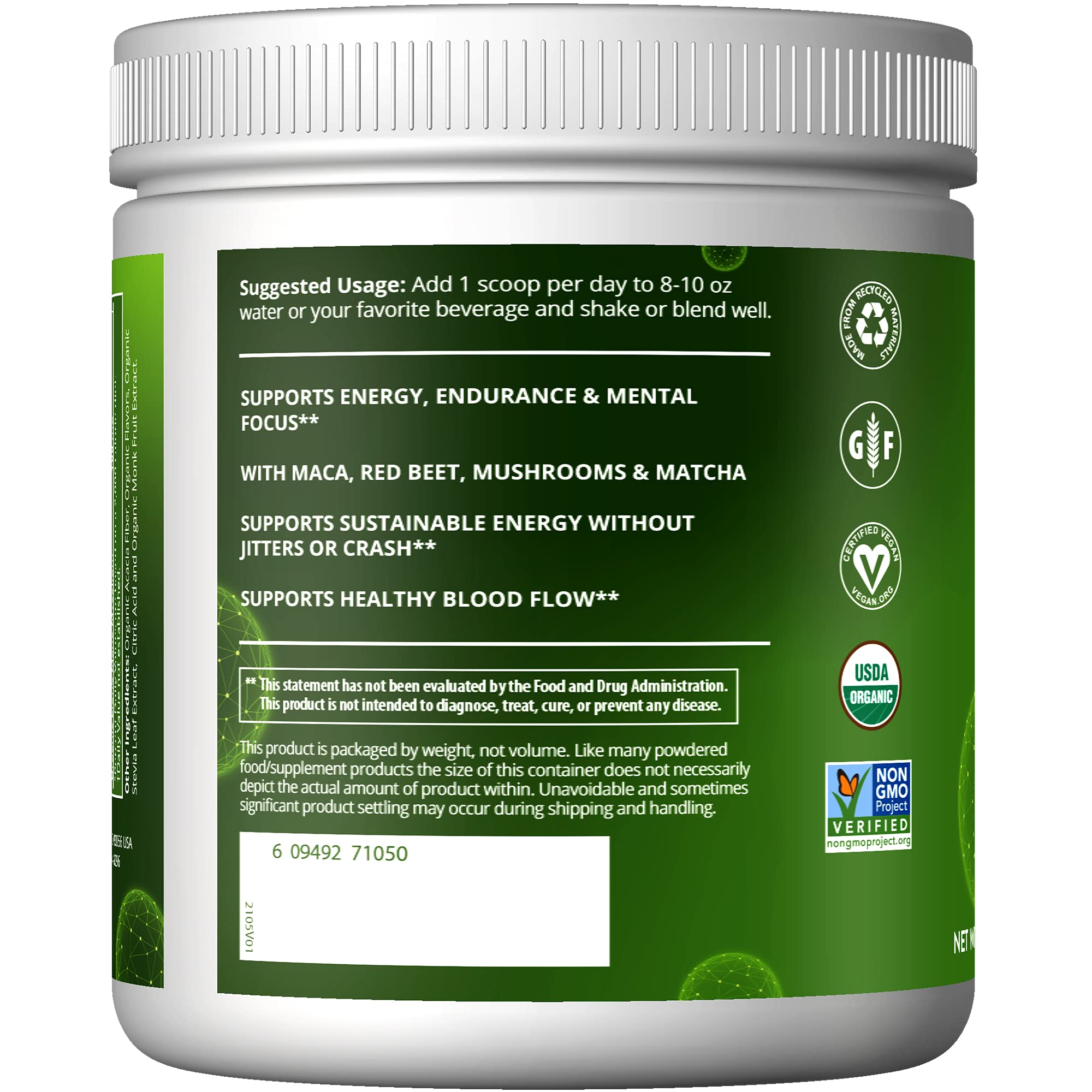 Foto 4 pulgar | Polvo Pre Workout Mrm Nutrition Organic Black Cherry 20 Servicios - Venta Internacional