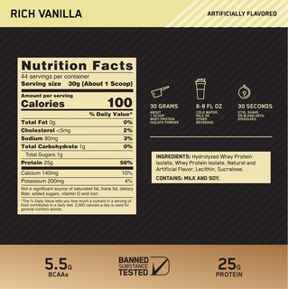 Foto 3 | Proteína en Polvo Optimum Nutrition Gold Standard 100% Aislada - Venta Internacional