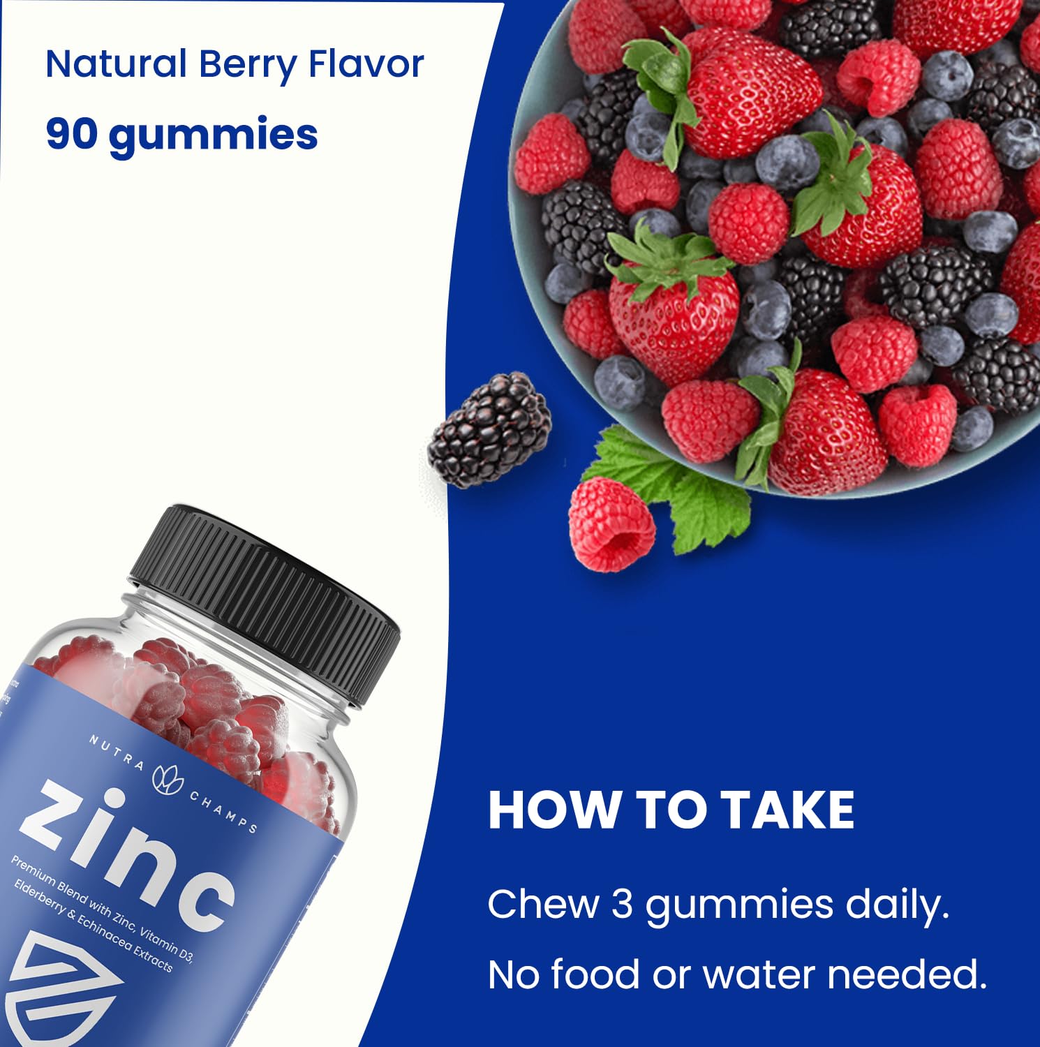 Foto 4 pulgar | Zinc Nutrachamps con Vitamina D3 2000 Ui 90 Gomitas - Venta Internacional