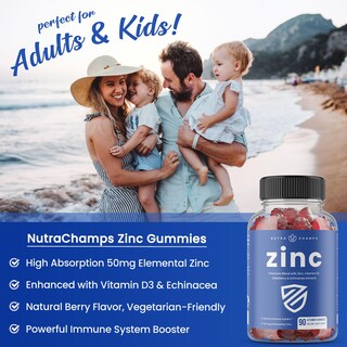 Foto 5 | Zinc Nutrachamps con Vitamina D3 2000 Ui 90 Gomitas - Venta Internacional