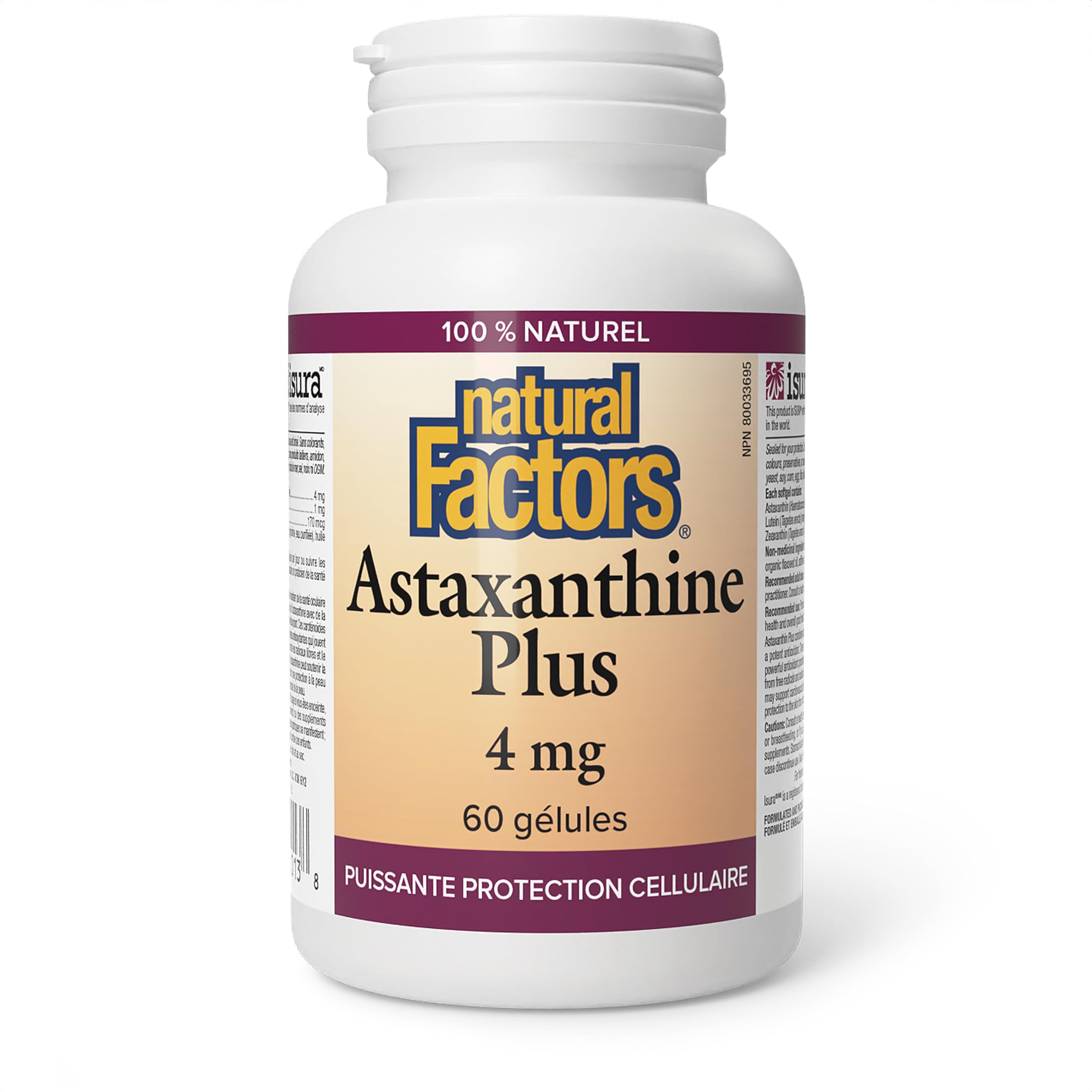 Foto 3 pulgar | Suplemento Natural Factors Astaxanthin Plus 4 Mg 60 Tabletas - Venta Internacional