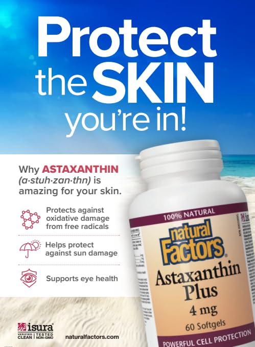 Foto 4 pulgar | Suplemento Natural Factors Astaxanthin Plus 4 Mg 60 Tabletas - Venta Internacional