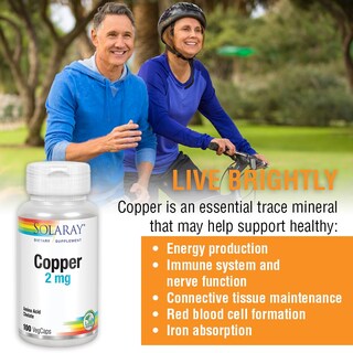 Foto 4 | Suplemento Solaray Copper De 2 Mg De Glóbulos Rojos Sanos, 100 Unidades - Venta Internacional.