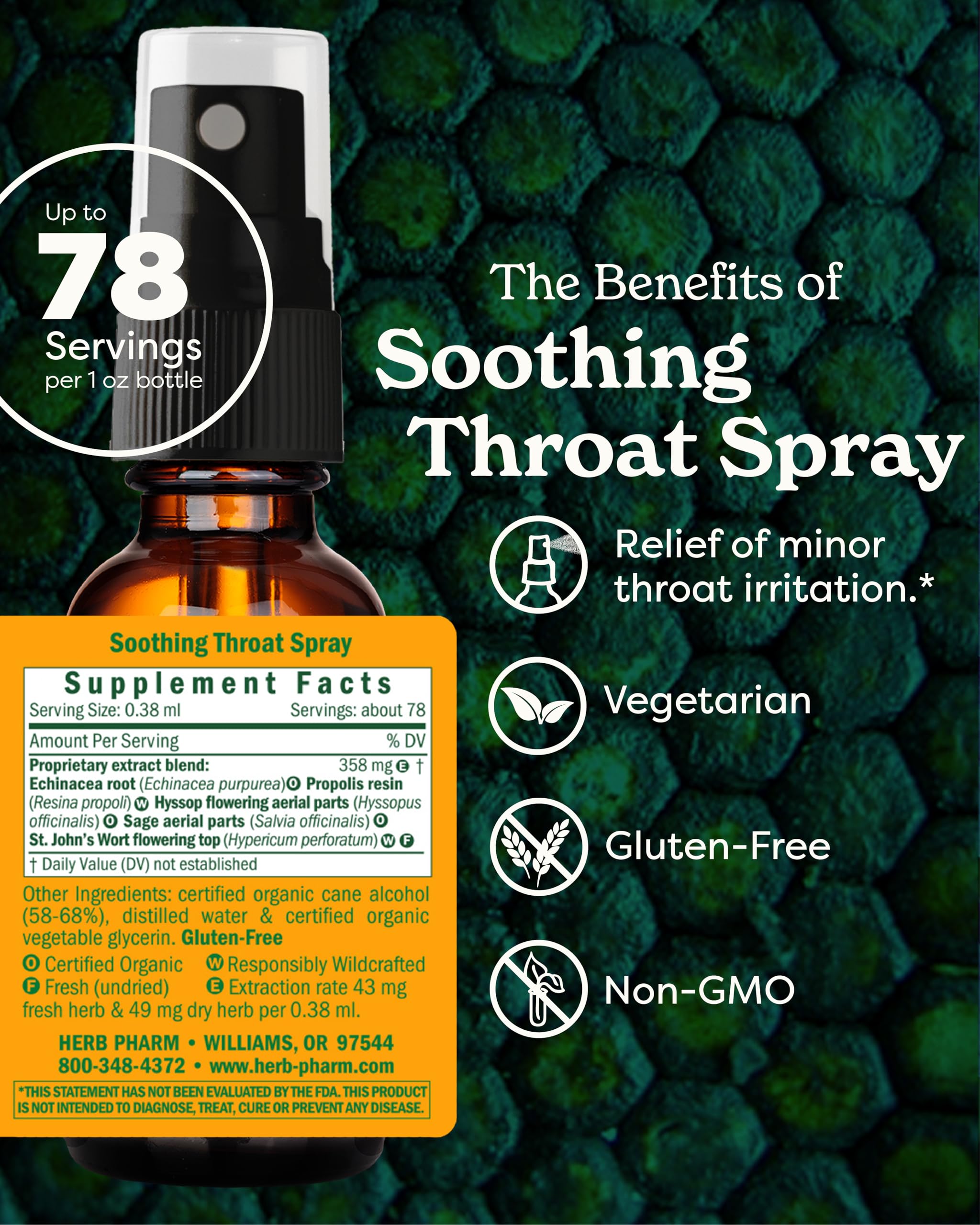 Foto 3 pulgar | Spray Para La Garganta Herb Pharm Soothing Con Equinácea Y Propóleo, 30 Ml - Venta Internacional.