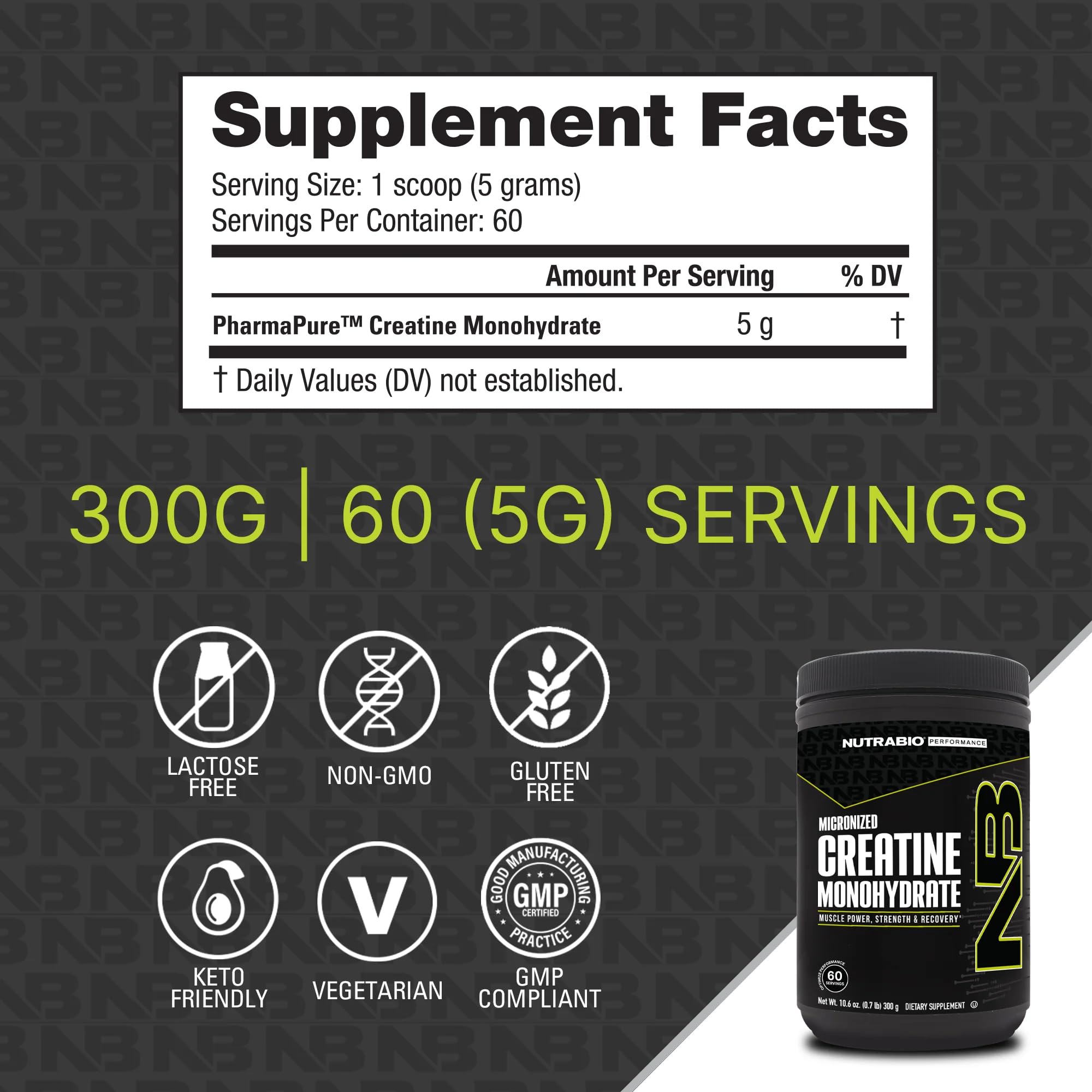 Foto 3 pulgar | Suplemento Nutrabio Monohidrato De Creatina 300 G Sin Sabor - Venta Internacional.