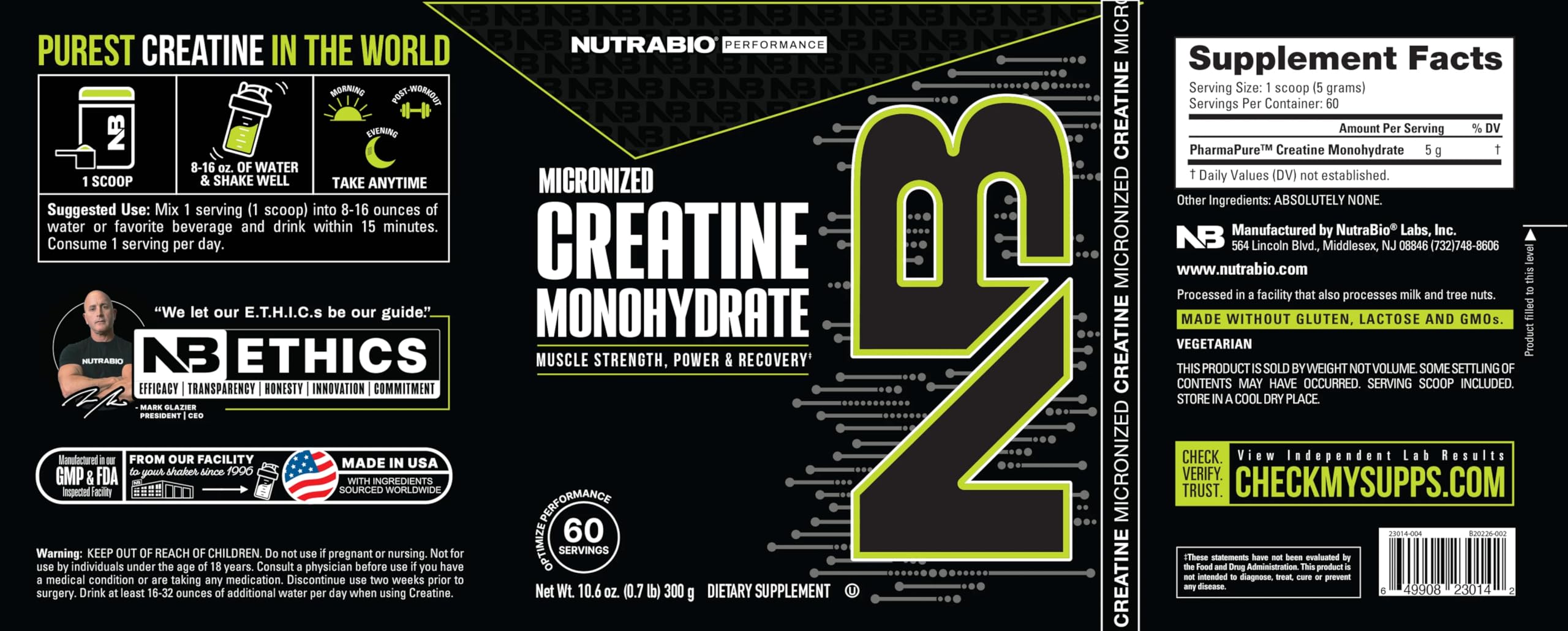 Foto 4 pulgar | Suplemento Nutrabio Monohidrato De Creatina 300 G Sin Sabor - Venta Internacional.
