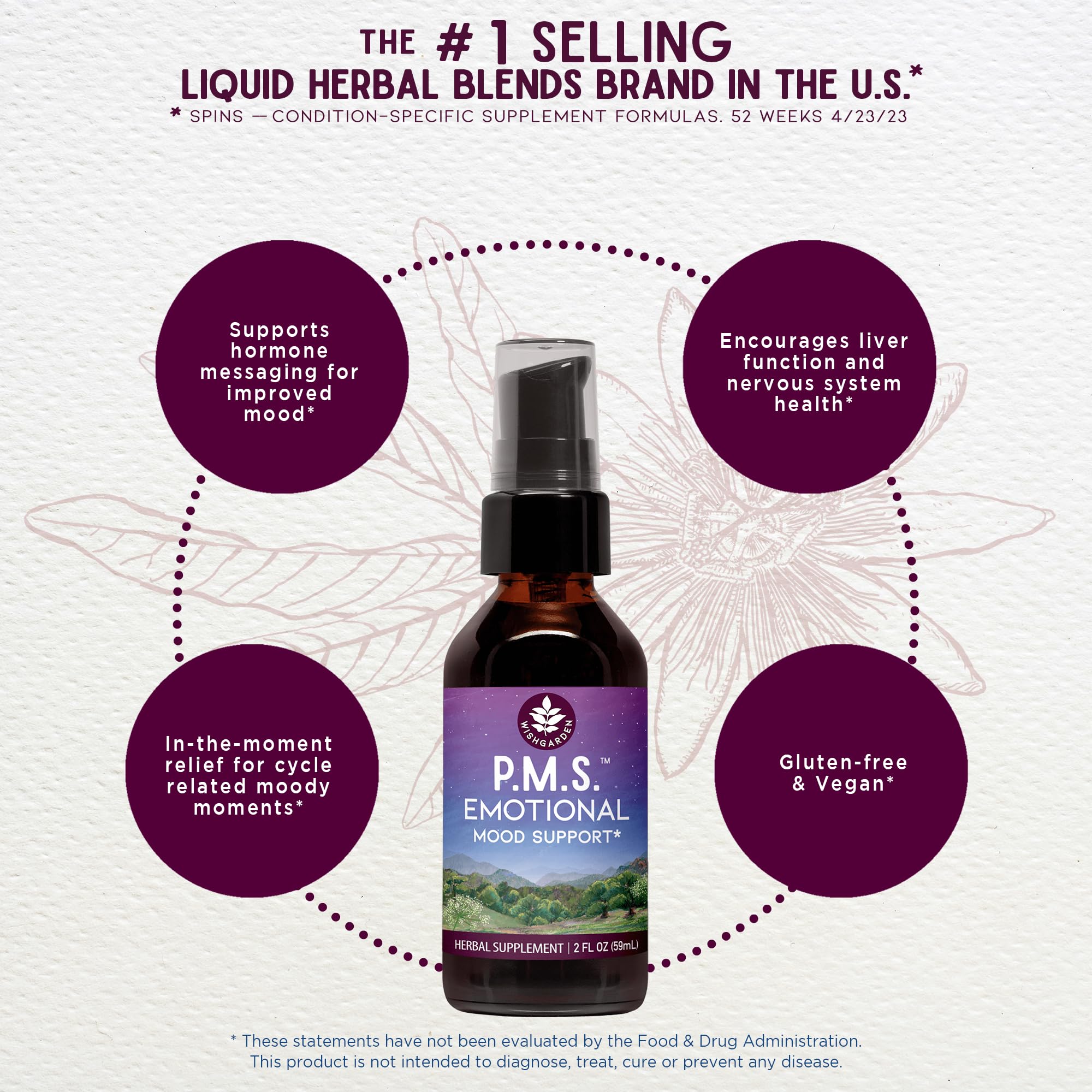 Foto 4 pulgar | Suplemento De Apoyo Emocional Para El Síndrome Premenstrual Wishgarden Herbs 60 Ml - Venta Internacional.
