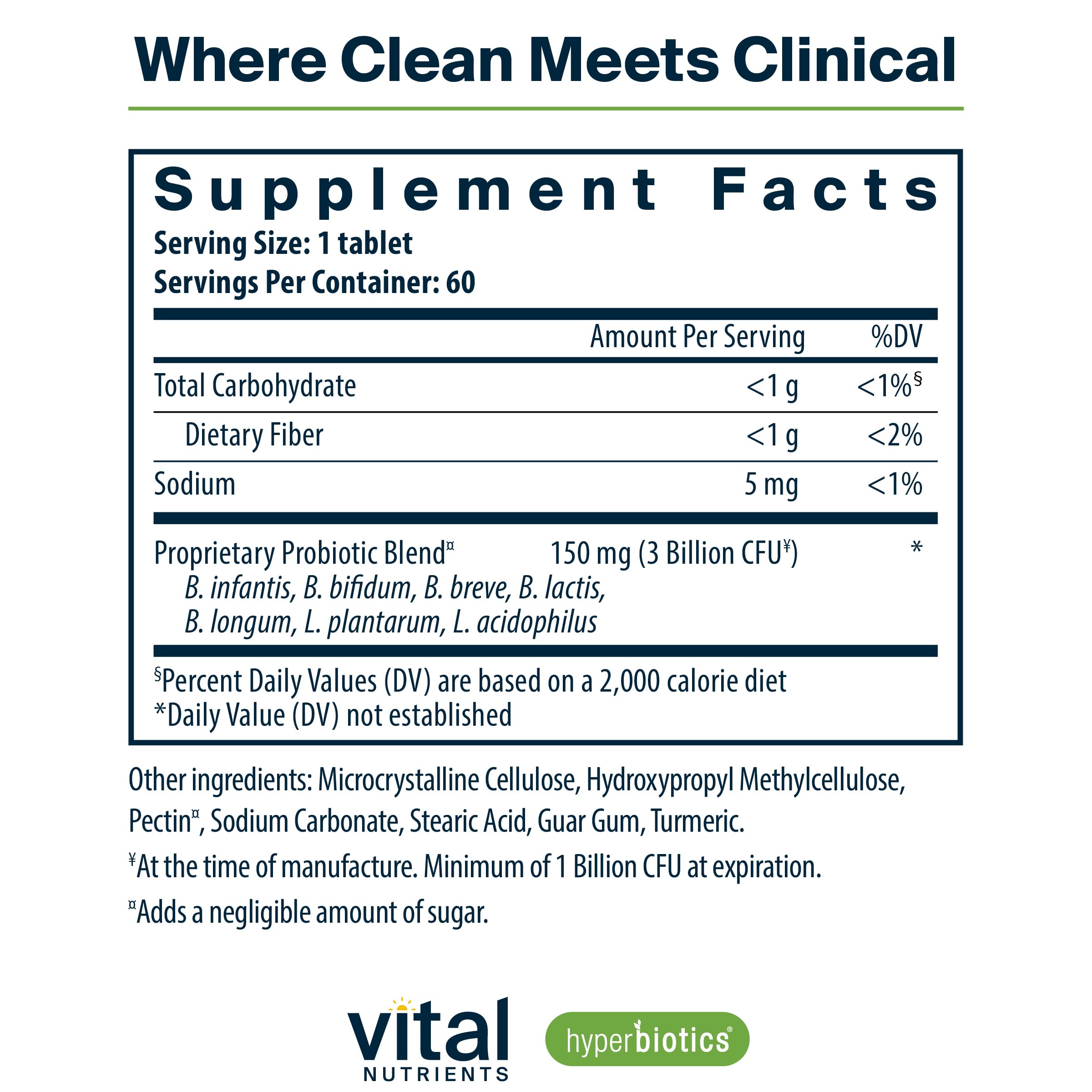 Foto 3 pulgar | Suplemento Hyperbiotics Vital Nutrients Bifidobacterium 60 Comprimidos - Venta Internacional.