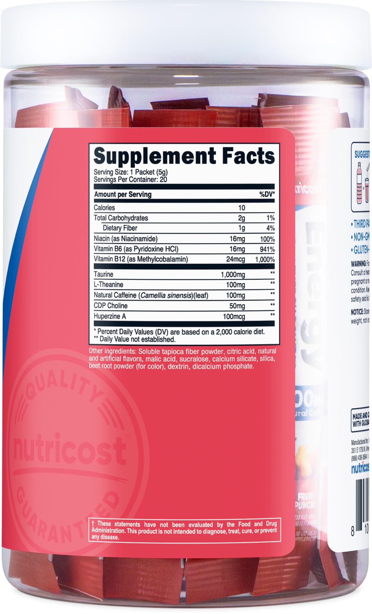 Foto 6 pulgar | Energy Powder Nutricost Clean Strawberry Kiwi, 20 Porciones - Venta Internacional.