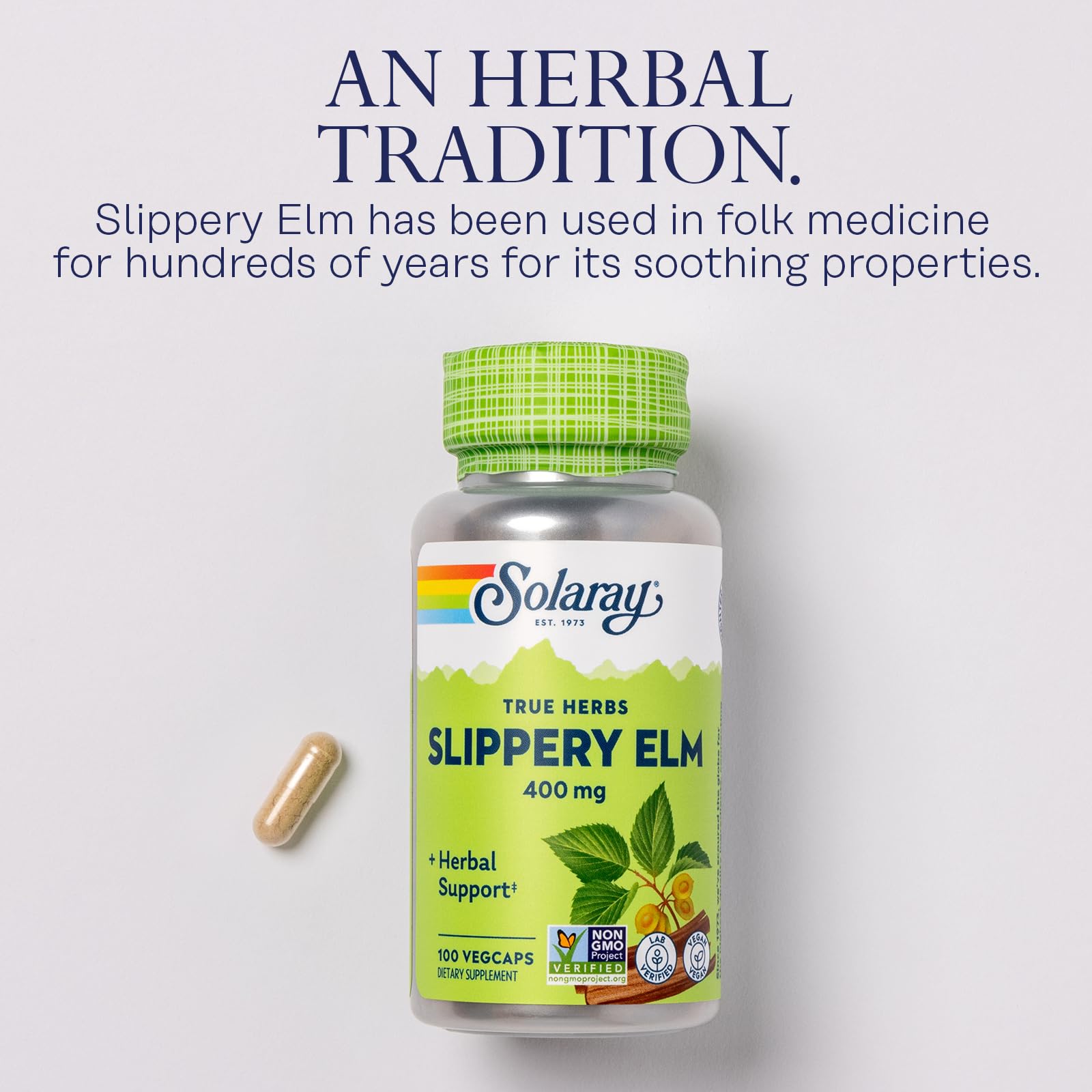 Foto 5 pulgar | Suplemento Solaray De Corteza De Olmo, 400 Mg, 100 Cápsulas Vegetales - Venta Internacional.