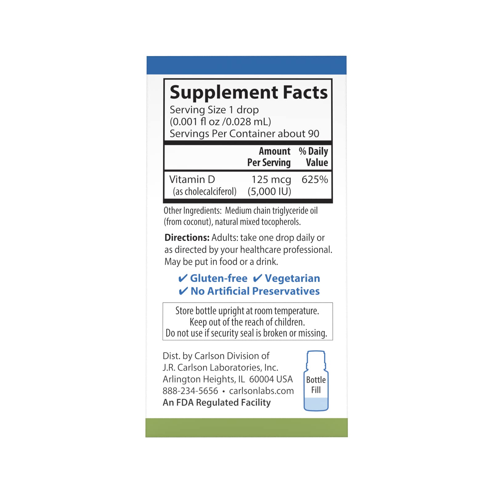 Foto 4 pulgar | Suplemento De Vitamina D Carlson Super Daily D3 5000 Ui 30 Ml - Venta Internacional.
