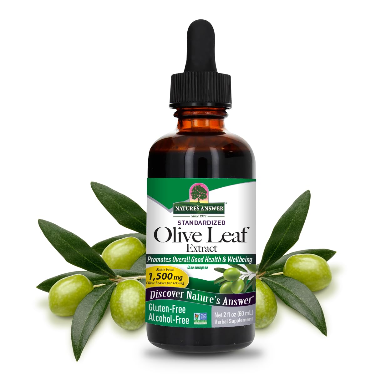Foto 2 pulgar | Extracto De Hoja De Olivo Nature's Answer Sin Alcohol 60 Ml - Venta Internacional.