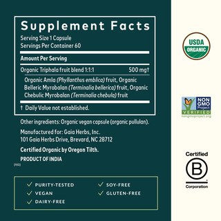 Foto 2 | Suplemento Gaia Herbs Triphala Fruit 60 Cápsulas Veganas - Venta Internacional.