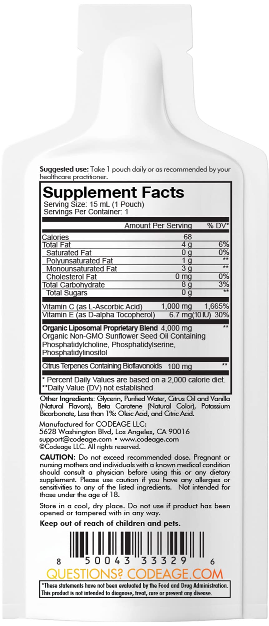 Foto 5 | Suplemento De Vitamina C Liposomal Codeage De 1000 Mg Con Fosfolípidos - Venta Internacional.