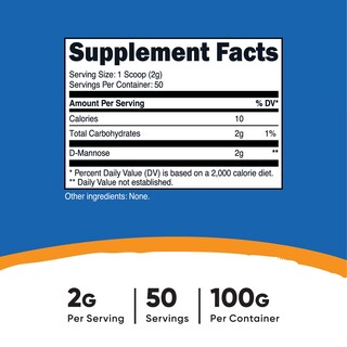 Foto 2 | Suplemento Nutricost D-manosa En Polvo 100 G (50 Porciones) - Venta Internacional.