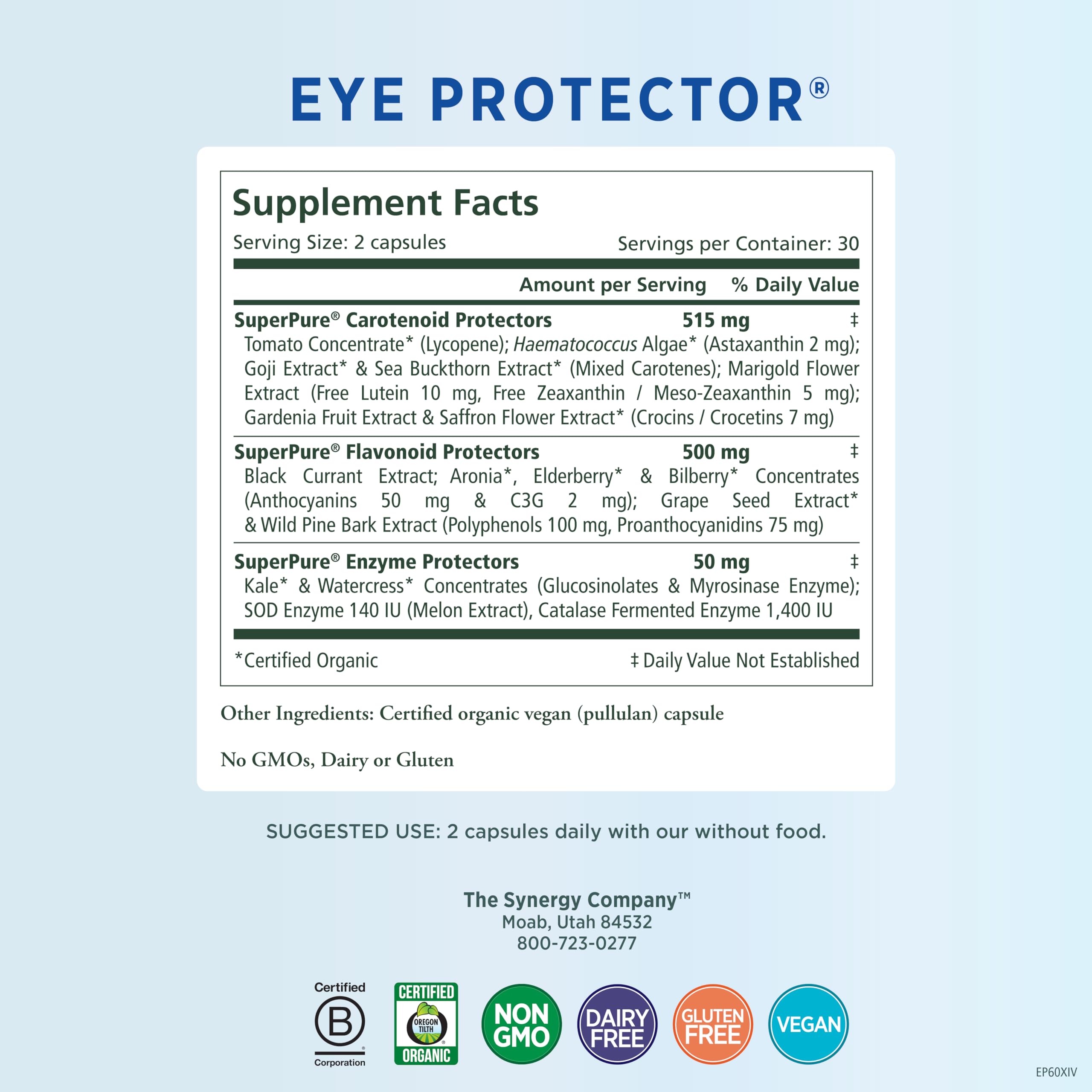 Foto 3 pulgar | Suplemento Para La Salud Ocular Pure Synergy Eye Protector 60 Cápsulas - Venta Internacional.