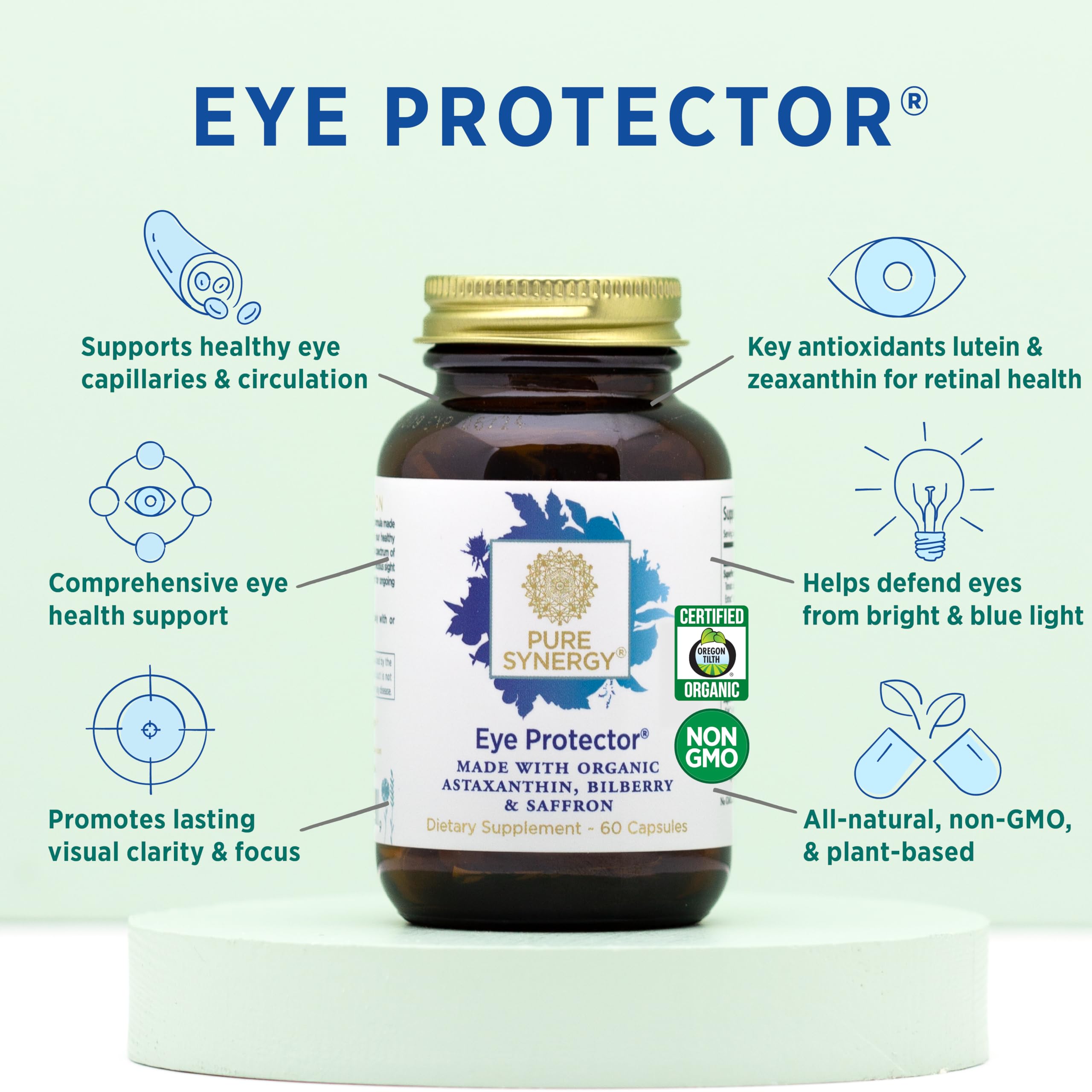 Foto 4 pulgar | Suplemento Para La Salud Ocular Pure Synergy Eye Protector 60 Cápsulas - Venta Internacional.