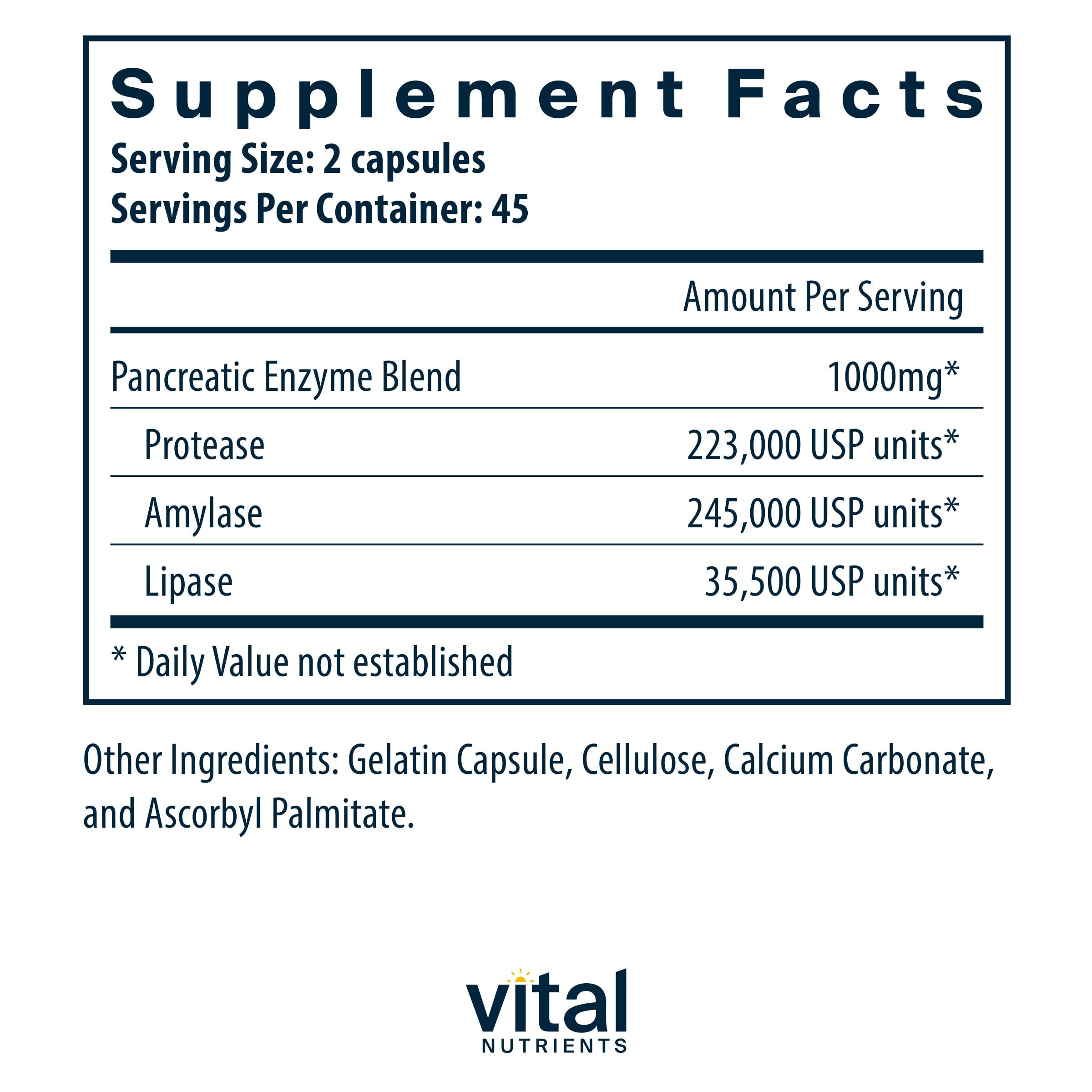 Foto 3 pulgar | Suplemento De Enzimas Digestivas Vital Nutrients Pancreatic 1000 Mg - Venta Internacional.