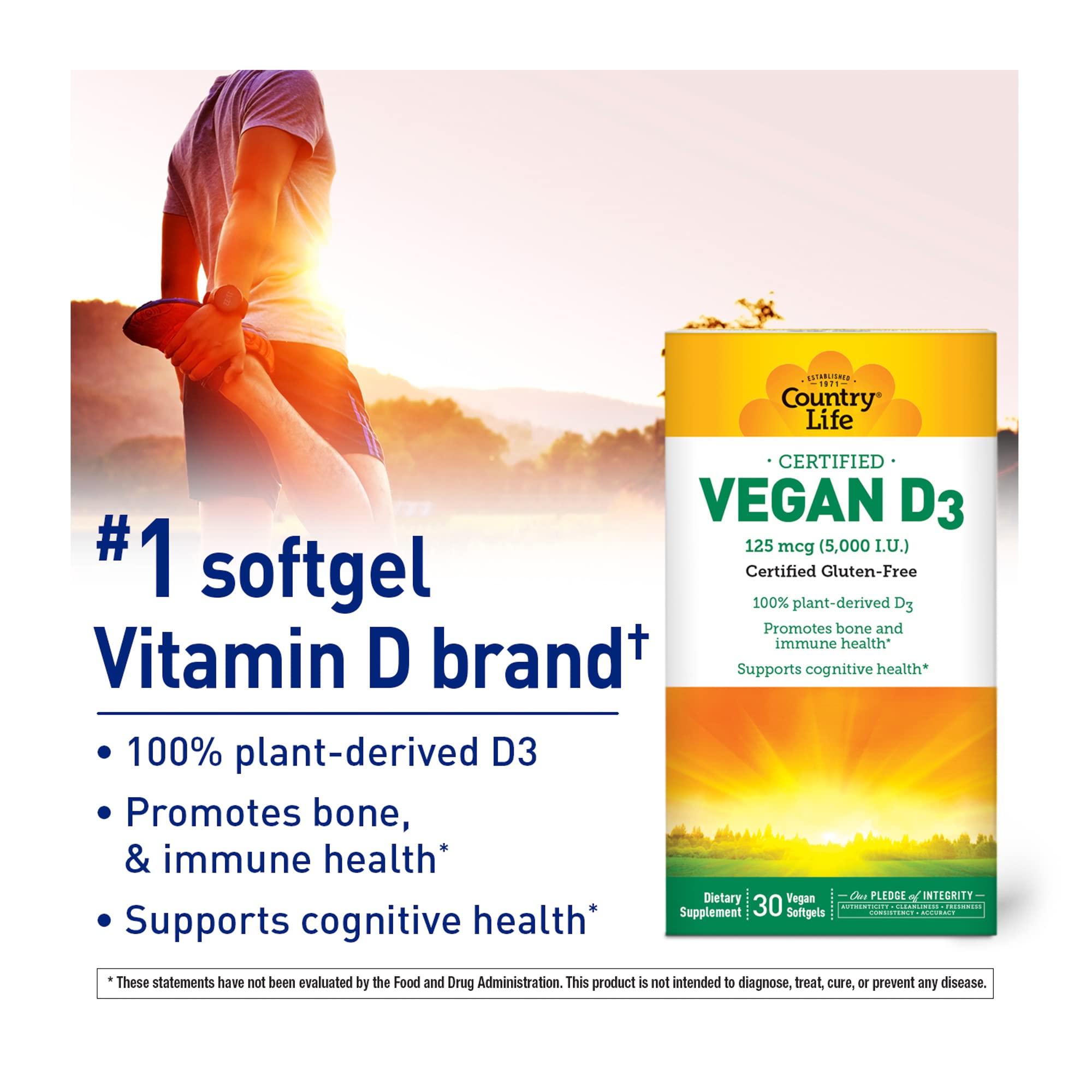 Foto 6 pulgar | Suplemento Country Life Vegan D3 30 Comprimidos - Venta Internacional.