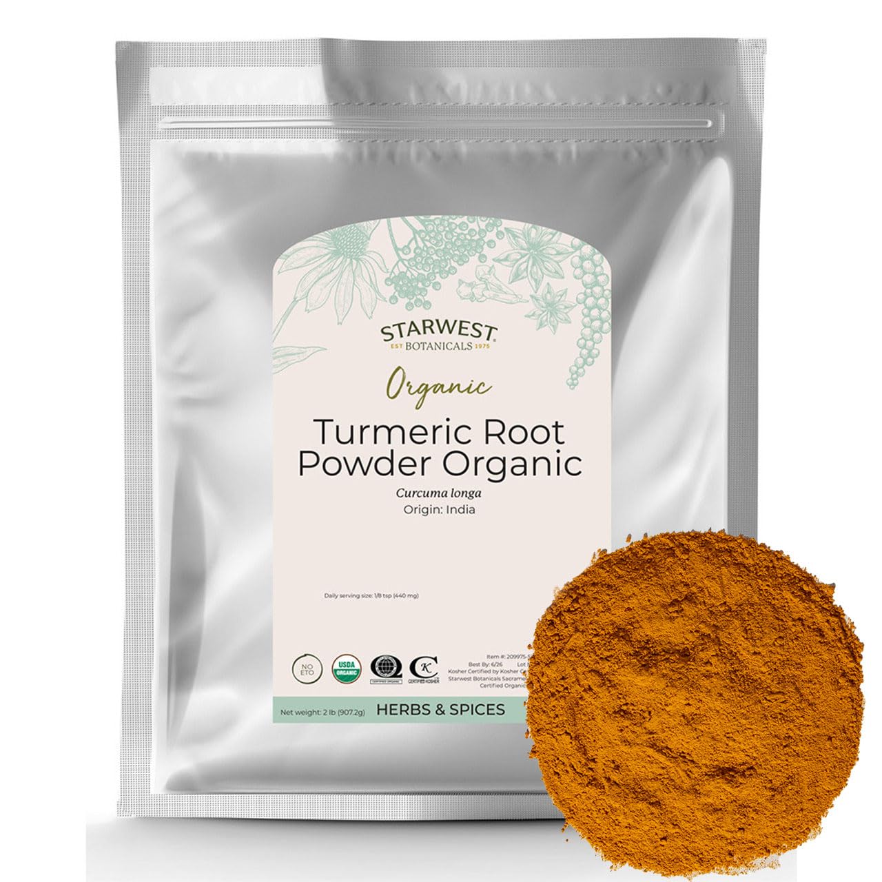 Foto 2 pulgar | Raíz De Cúrcuma En Polvo Starwest Botanicals Organic 454 G - Venta Internacional.