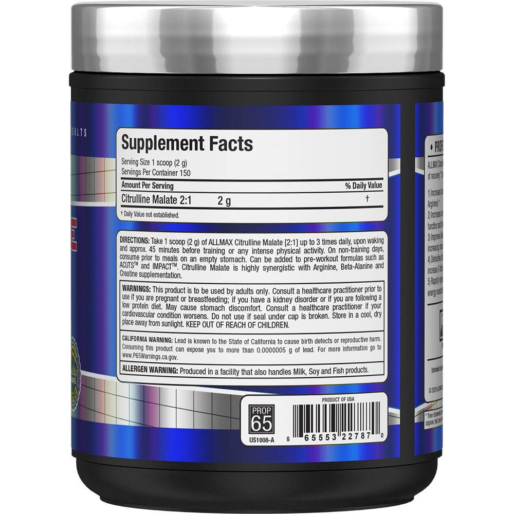 Foto 4 pulgar | Suplemento Allmax Nutrition, Malato De Citrulina, 300 G, Sin Sabor - Venta Internacional.