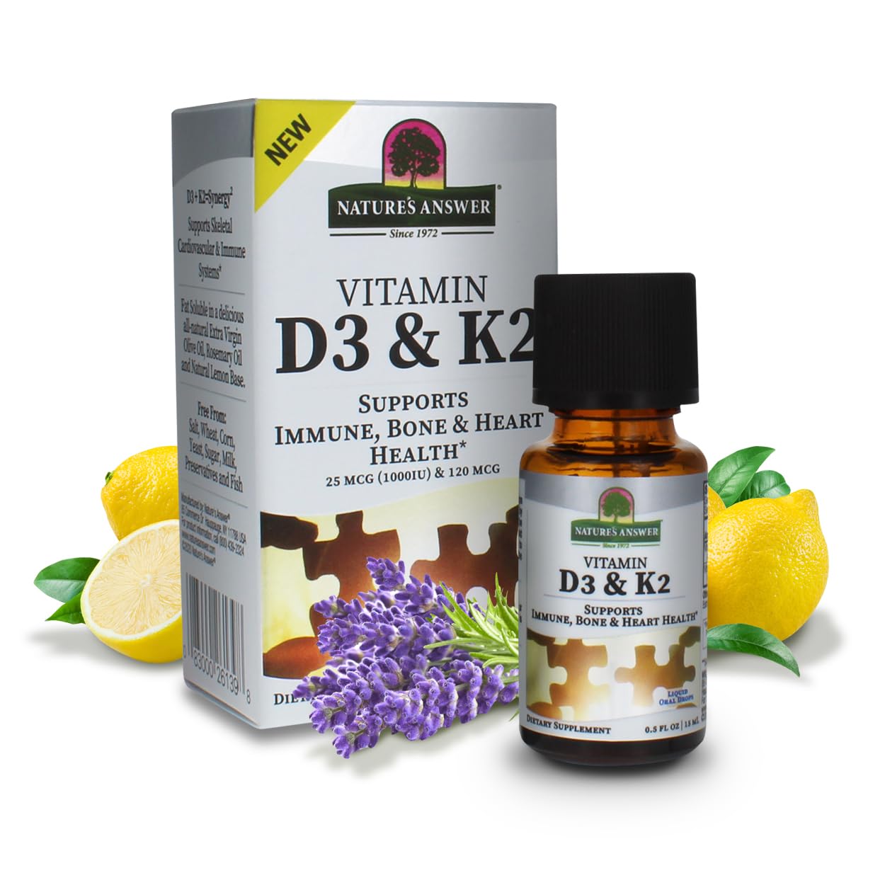 Foto 1 | Suplemento De Vitamina D3 Y K2 De Nature's Answer, 15 Ml - Venta Internacional.