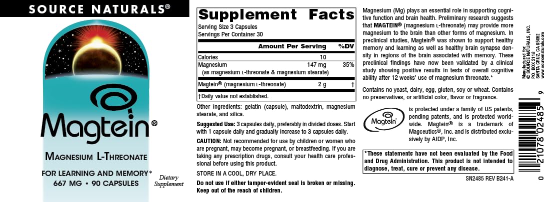 Foto 4 | Supplement Source Naturals Magtein Magnesio L-treonato 667 Mg - Venta Internacional.