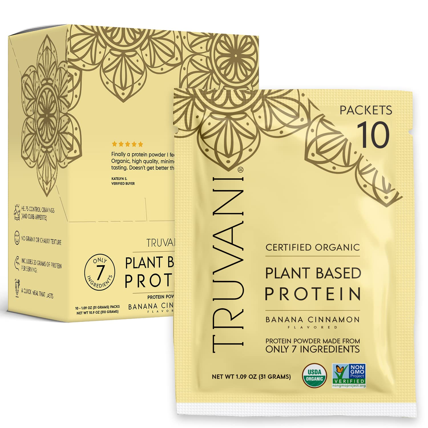 Proteína De Guisante Vegana En Polvo Truvani Banana Canela 10x20g - Venta Internacional.