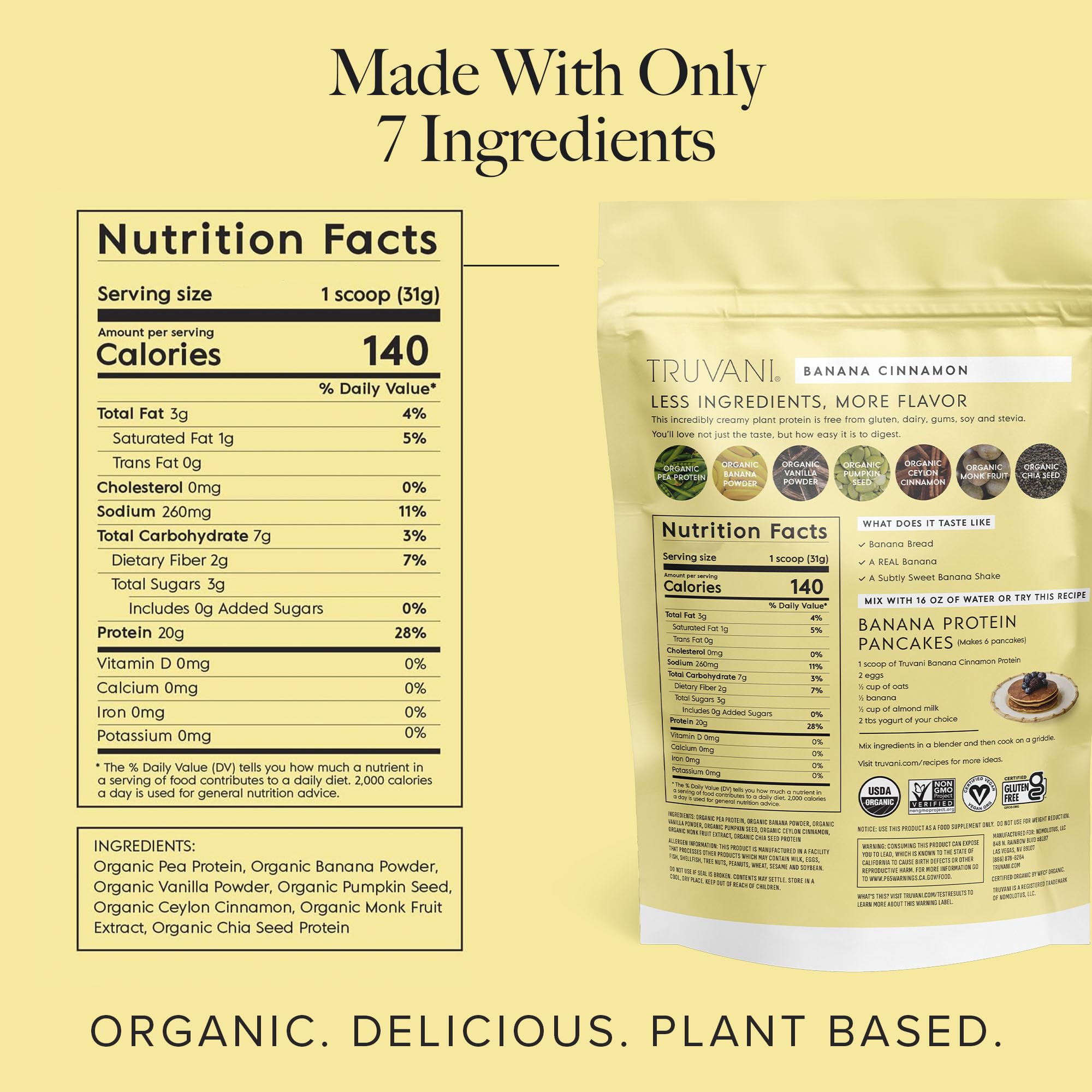 Foto 3 pulgar | Proteína De Guisante Vegana En Polvo Truvani Banana Canela 10x20g - Venta Internacional.