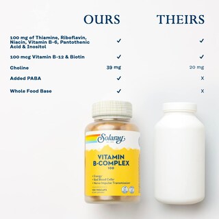 Foto 6 | Suplemento De Complejo De Vitamina B Solaray, 100 Cápsulas Vegetarianas, Vegano - Venta Internacional.