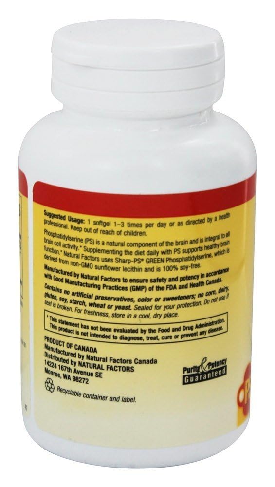 Foto 4 pulgar | Suplemento De Fosfatidilserina De Natural Factors, 60 Cápsulas Blandas - Venta Internacional.