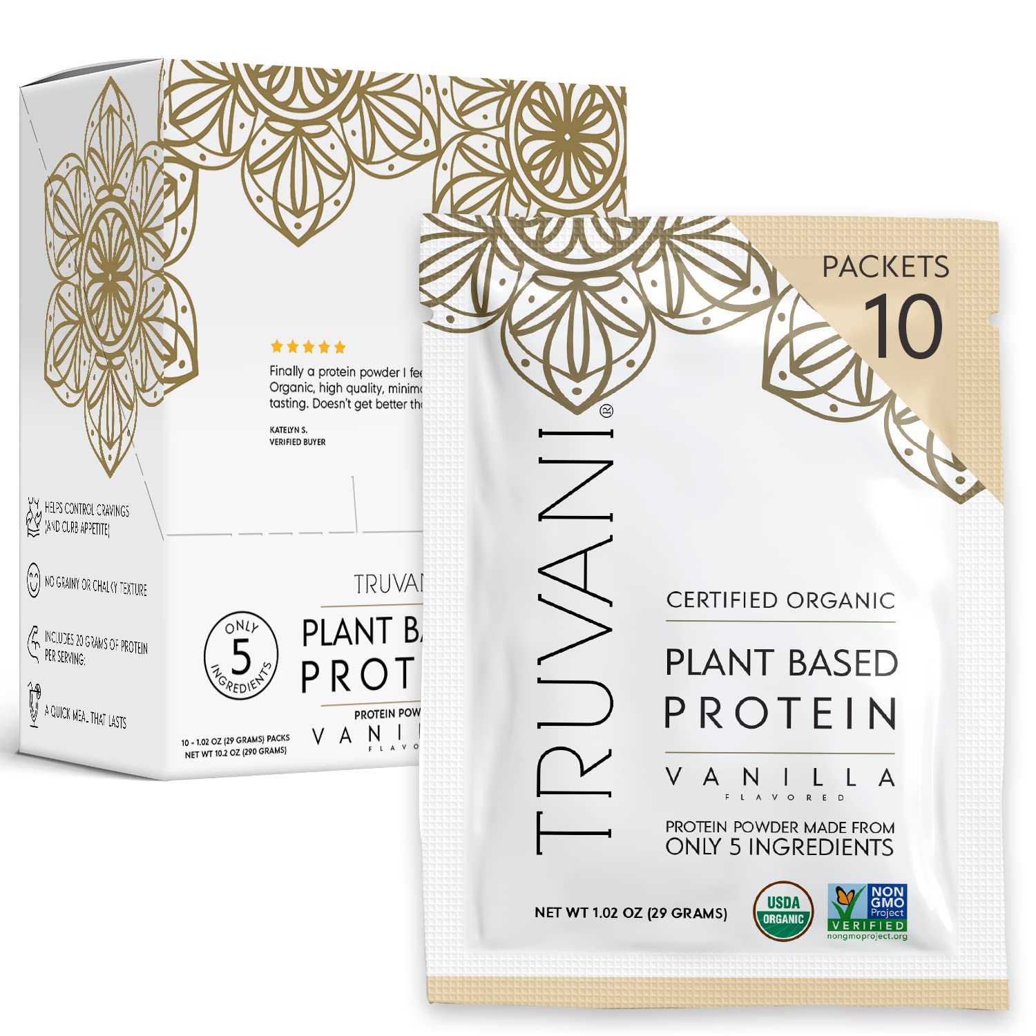 Foto 2 pulgar | Suplementos Truvani De Proteína De Guisante Vegana En Polvo, Vainilla, 20 G - Venta Internacional.