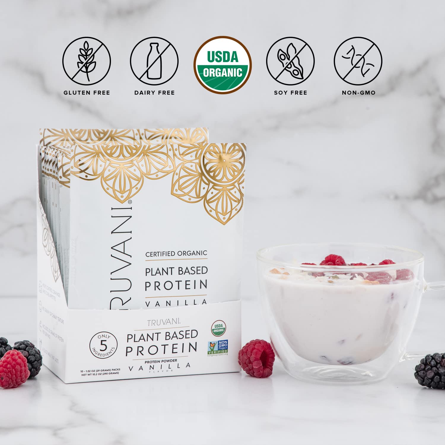 Foto 4 pulgar | Suplementos Truvani De Proteína De Guisante Vegana En Polvo, Vainilla, 20 G - Venta Internacional.