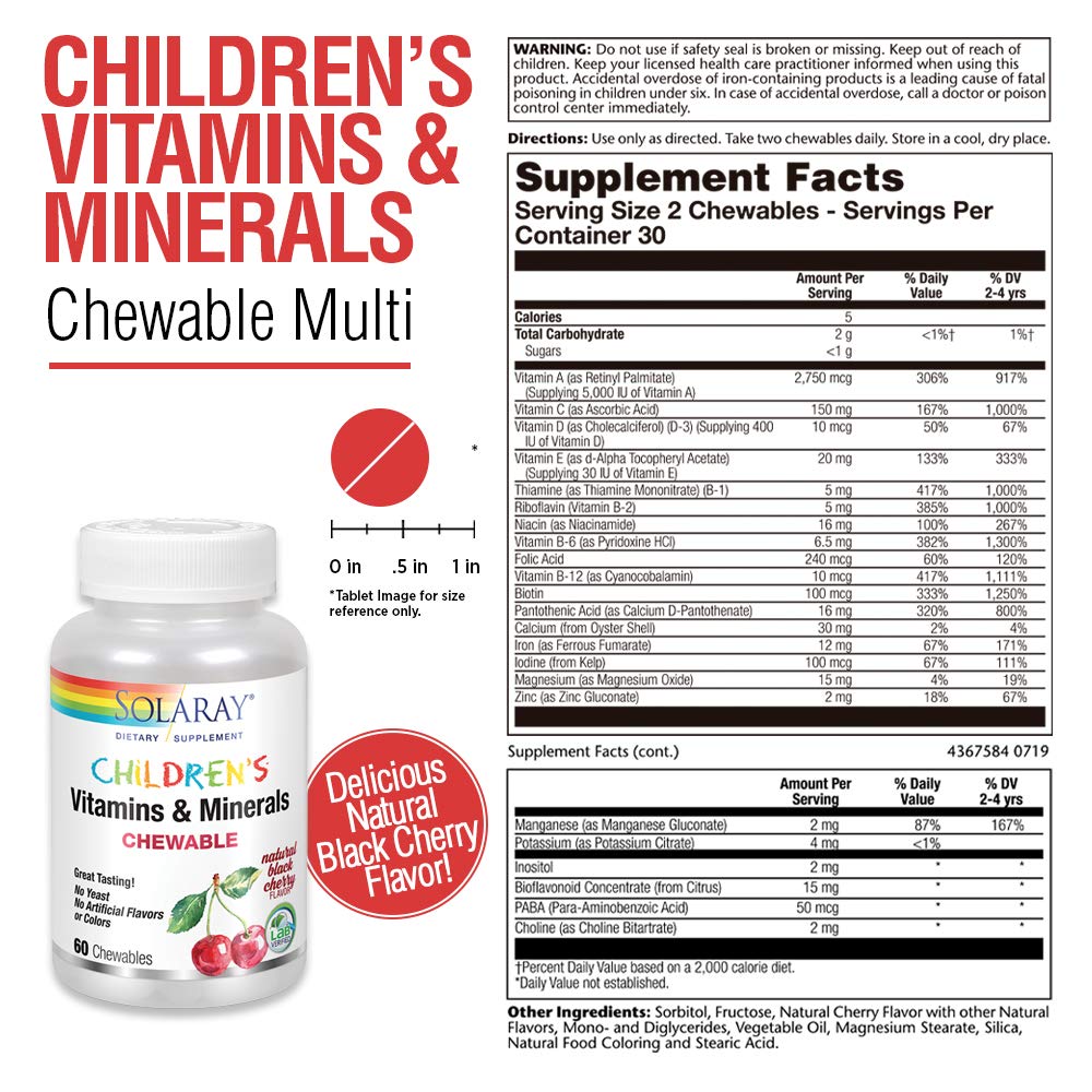 Foto 3 pulgar | Multivitamínico Solaray Children's Vitaminas Y Minerales Para Niños - Venta Internacional.